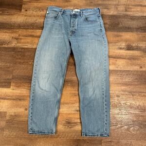 Everlane High Rise Summer Slouch Jeans 29 Button Fly Light Wash Cropped